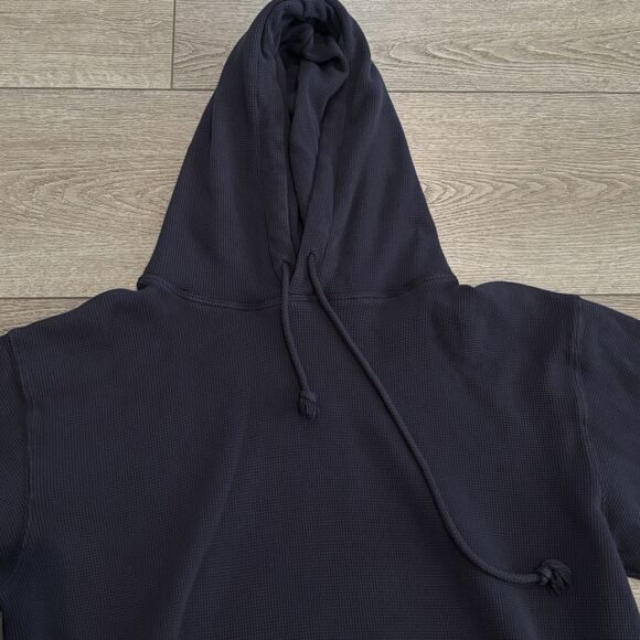 Brandy Melville Waffle Knit Pullover Hoodie One Size Navy Blue Comfy Casual - Picture 2 of 9
